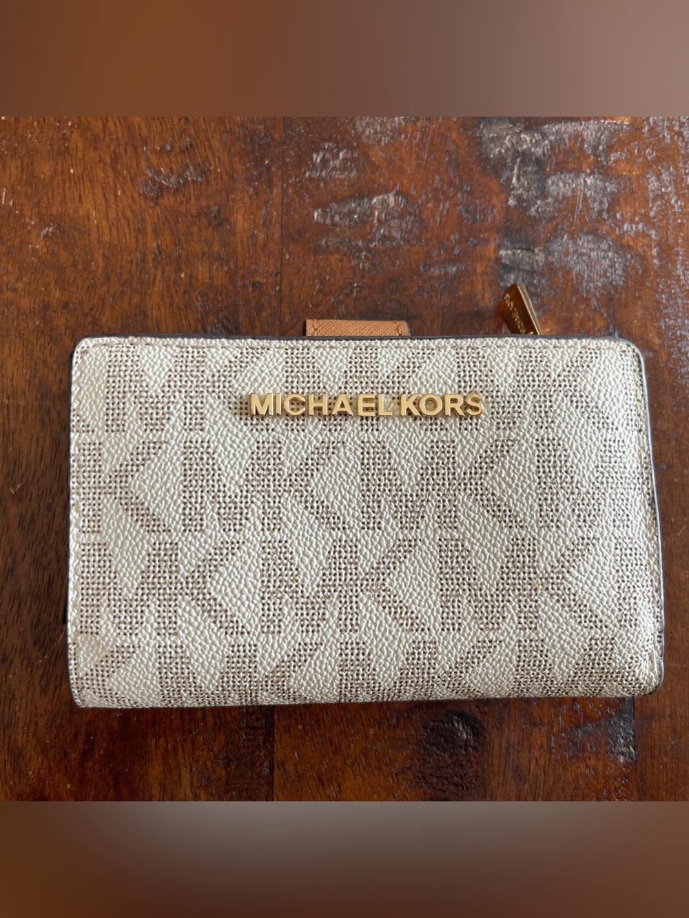Michael Kors Gold Metallic Signature Card Holder Wallet